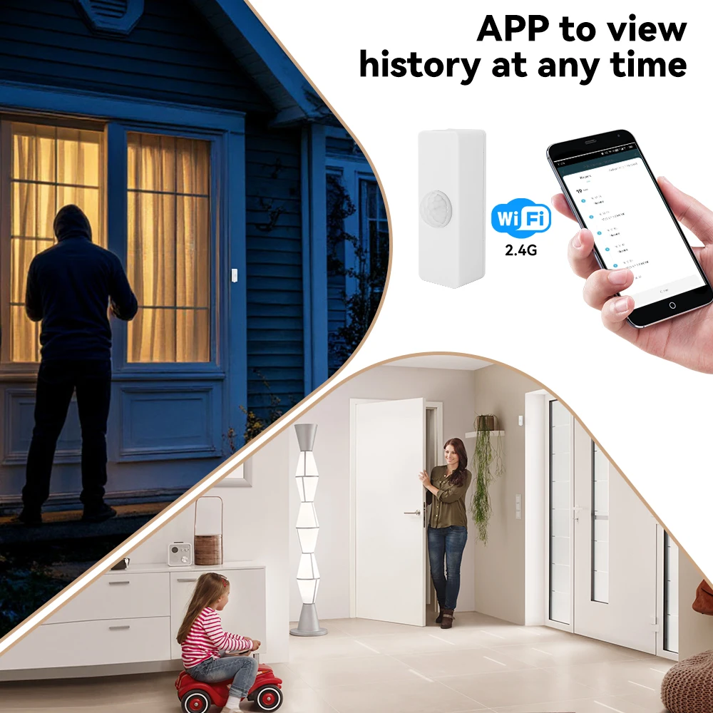 Tuya Smart PIR Motion Sensor WiFi Sicherheit Anti-Diebstahl Smart Life Alarm Sensor Kompatibel mit Google Home Alexa