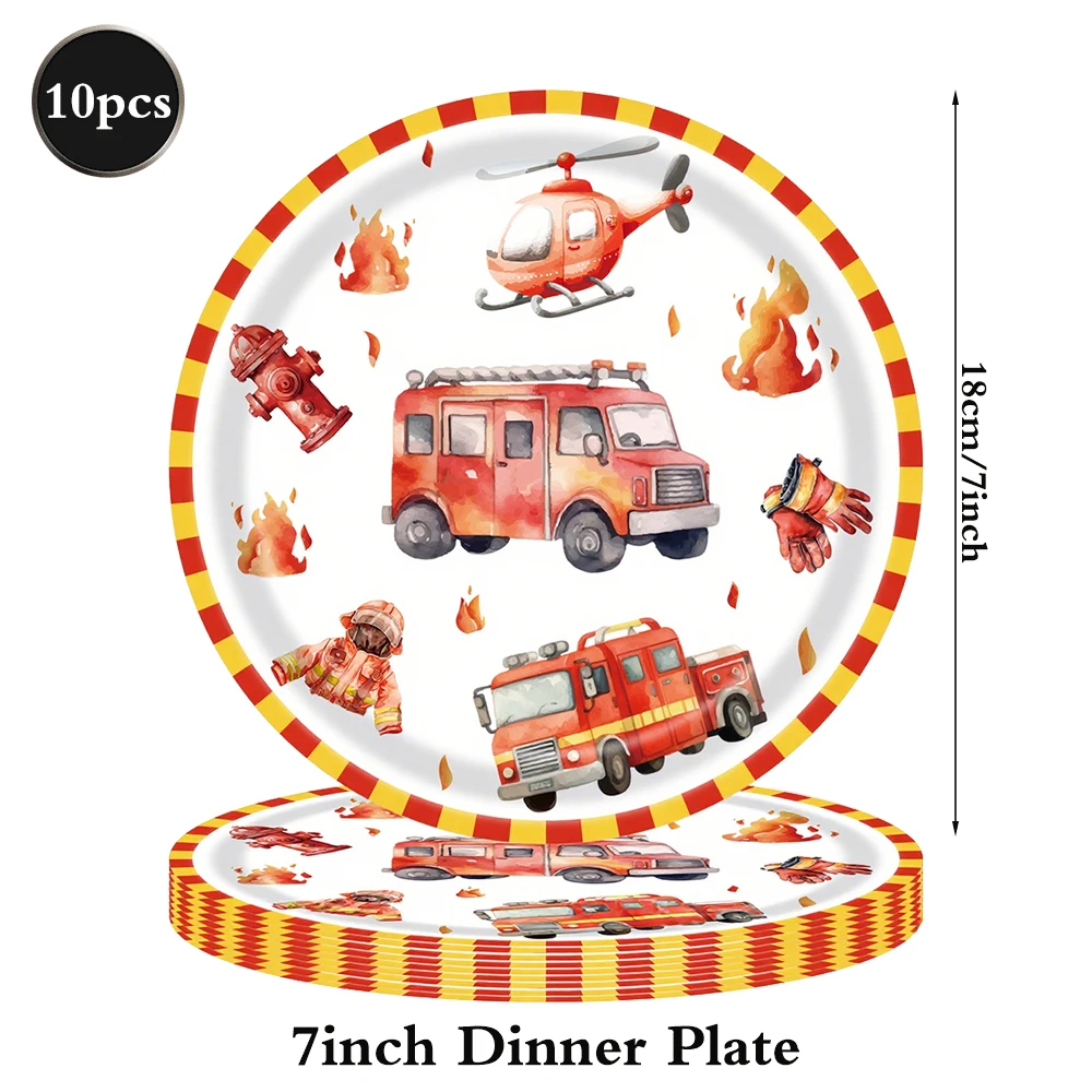 Feuerwehr-Motto Geburtstagsdeko Tischgeschirr Teller Becher Servietten Ballons Banner für Jungen Feuerwehrmann Partyzubehör – Detail 9