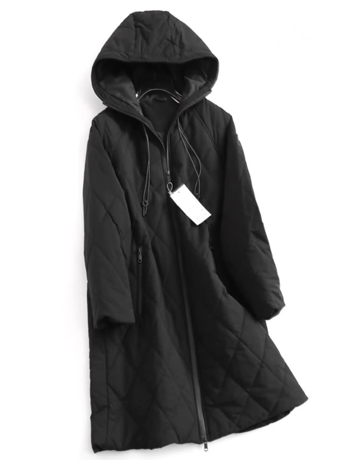 

Deluest Autumn Winter Vintage Hooded Mid-Length Quilted Cotton Jaet Thermal Cotton Coat Long Sve Ladies Faion