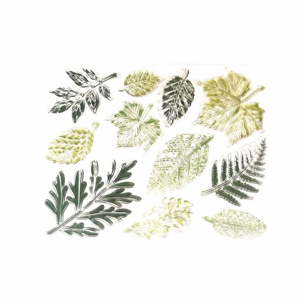 

A Set Of Transparent Leaf Stamps- Reusable & Washable Silicone Stamps For DIY Scrapbooking, Journaling, Planner，Card Making