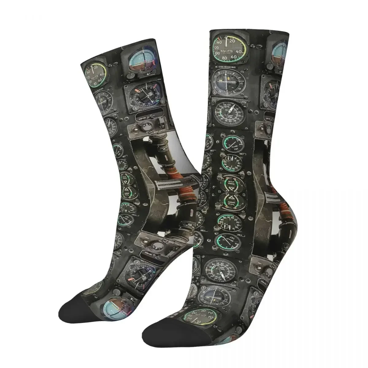 Aviation Helicopter Cockpit Instrument Socks Sweat Absorbing Stockings All Season Long Socks for Man's Woman's Birthday Present