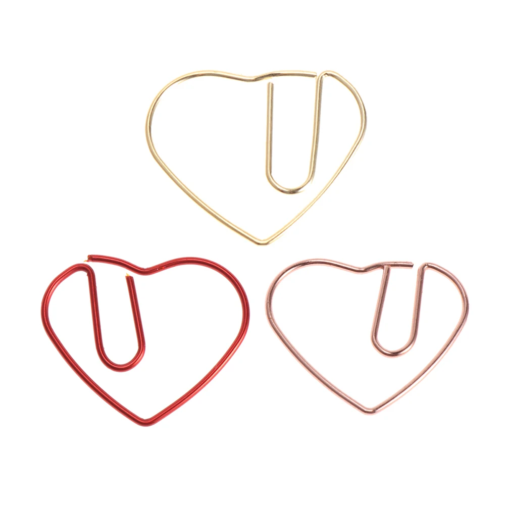 

50pcs Heart Shape Paper Clips Creative Shape for Bookmark Office School Notebook Agenda Pad (Mixed Color)