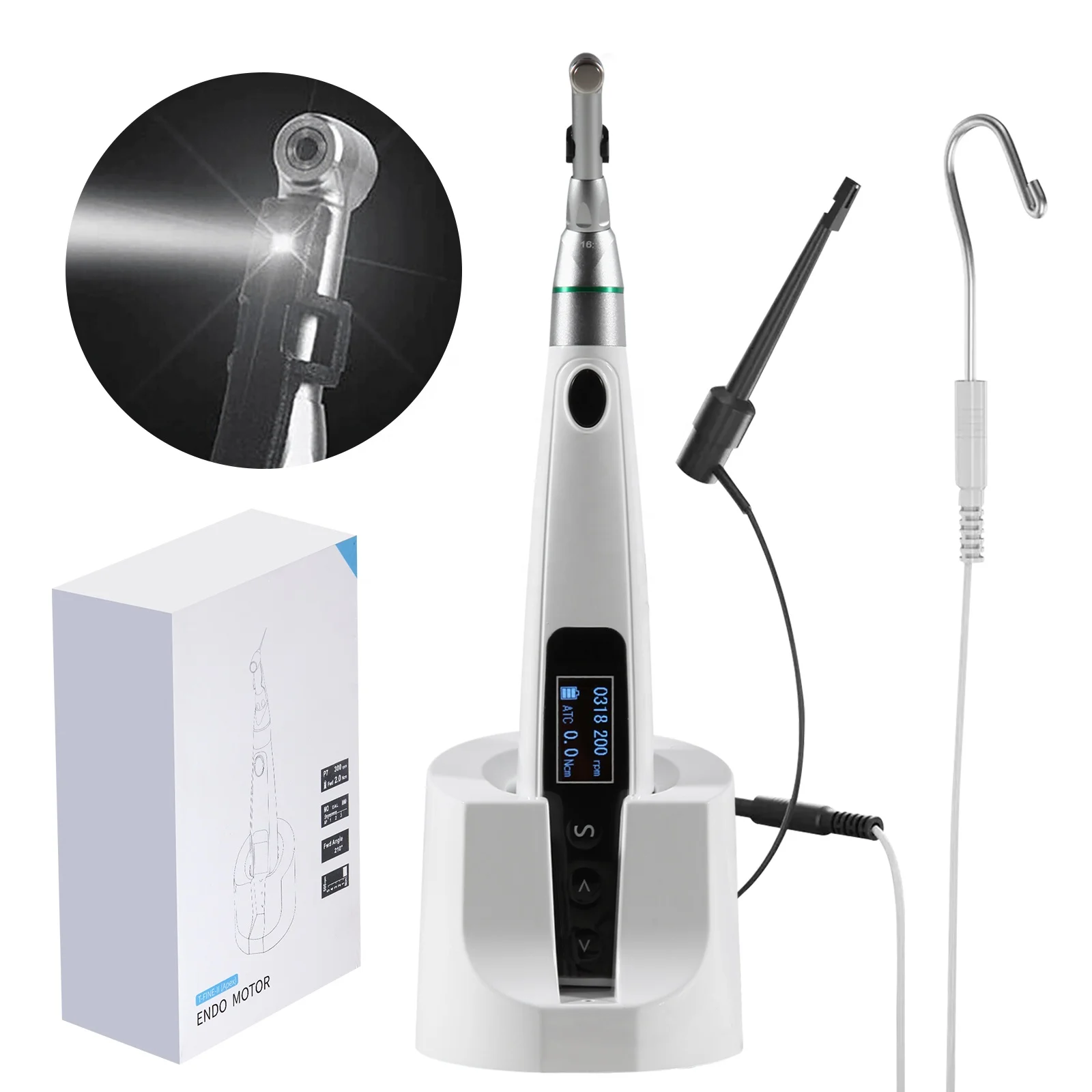 Nouvelle innovation! Pièce à main de canal radiculaire LED, traitement endodontique du moteur Endo, rapport 16:1, localisateur d'apex intégré, cordons 2 en 1