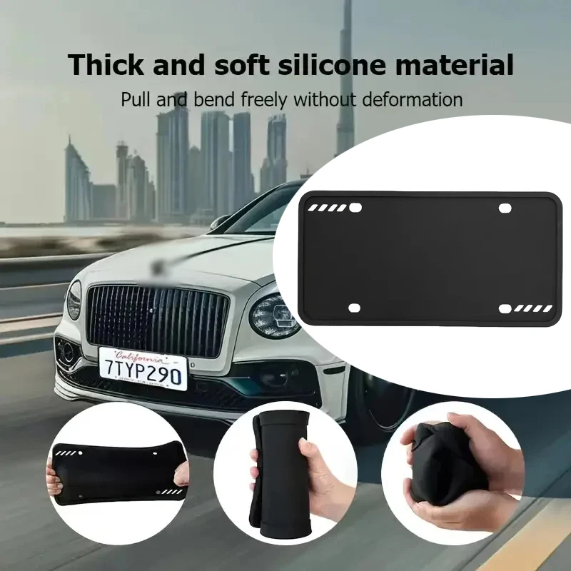 Cadre de plaque d'immatriculation en Silicone noir, support de plaque d'immatriculation américaine universel, résistant à la rouille et aux chocs, pièces automobiles, 1 pièce