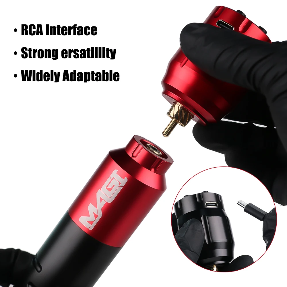 مجموعة ماكينة الوشم اللاسلكية قلم الوشم الدوار مع مصدر طاقة الوشم 1500 مللي أمبير في الساعة أدوات ماكياج دائمة للفنانين المبتدئين