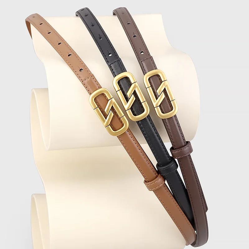 New belt women's leather temperament versatile snap button with jeans decorative waist belt