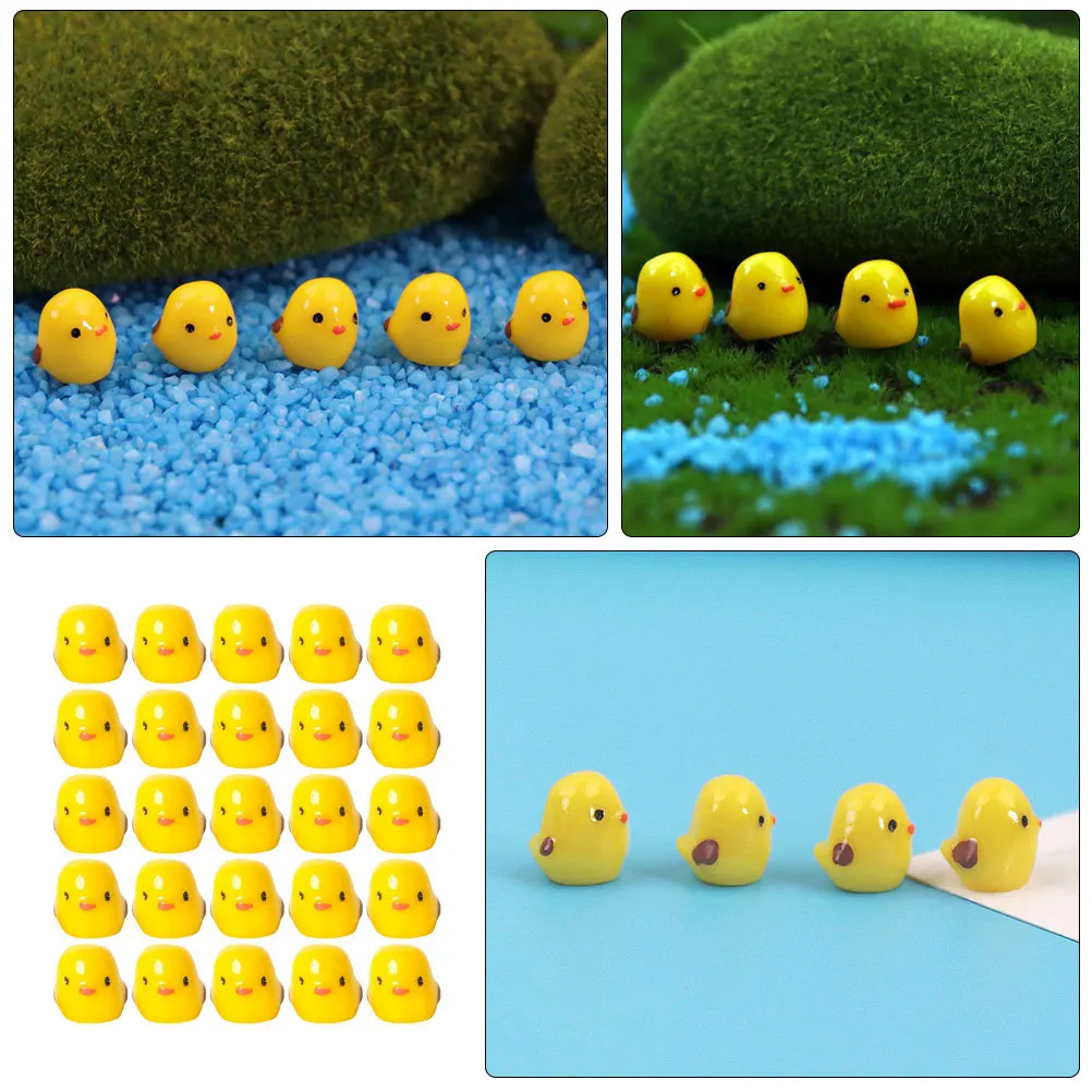 

25Pcs Mini Yellow Ducks Resin Miniature Sculpture Garden Aquarium Landscape Decor Craft Supplies Mini Ducks Miniature Figurines