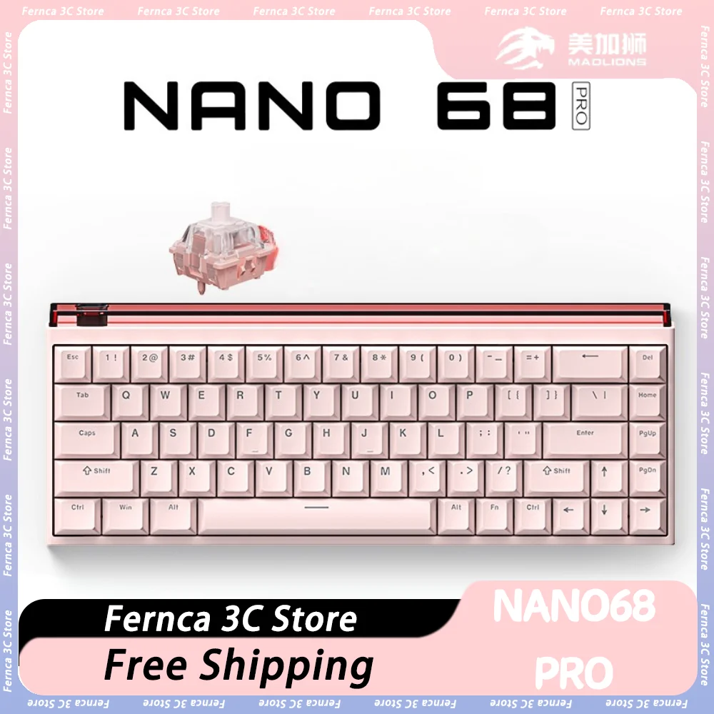 FGG Madlions NANO 68 Pro Mechanical Keyboard Magnetic Jade Esports Pro Switch 8k Return Rate Low Latency Custom Gaming Keyboar