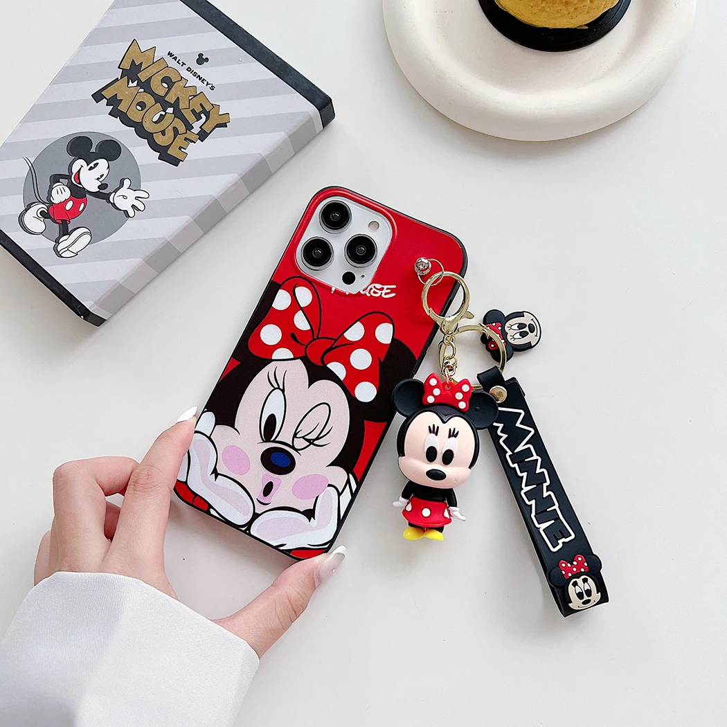 Cartoon Mickey Minnie Handy hülle für Huawei Mate 10 Lite 20 30 50e 60 Pro Plus Armband mit Spielzeug Schlüssel anhänger Armband Abdeckung