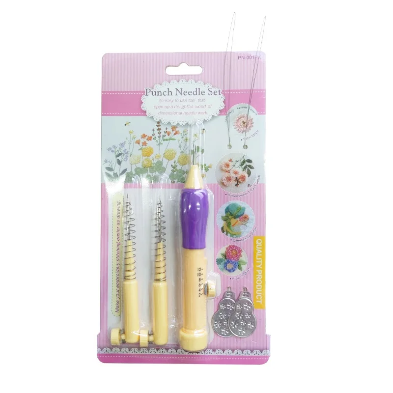 Embroidery Punch Needle Kit Stitching Tool Set Magic Embroidery Needle Pen Weaving Tool Knitting Sewing Tools for DIY Sewing