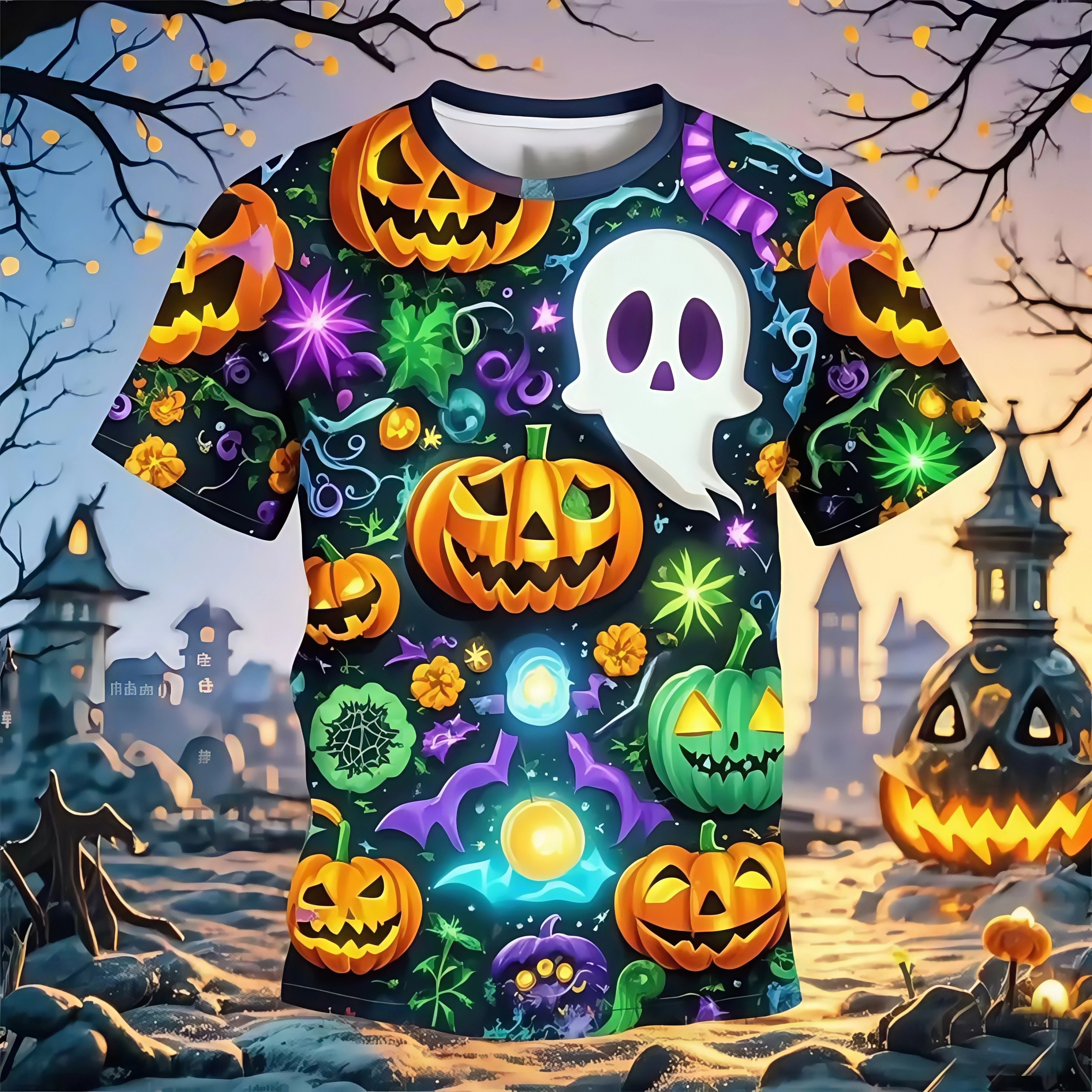 

Boy Clothes Funny Terror Pumpkin Graphic T Shirt Boys Girls Halloween Short Sleeve Tops Halloween Gift Party T-Shirt