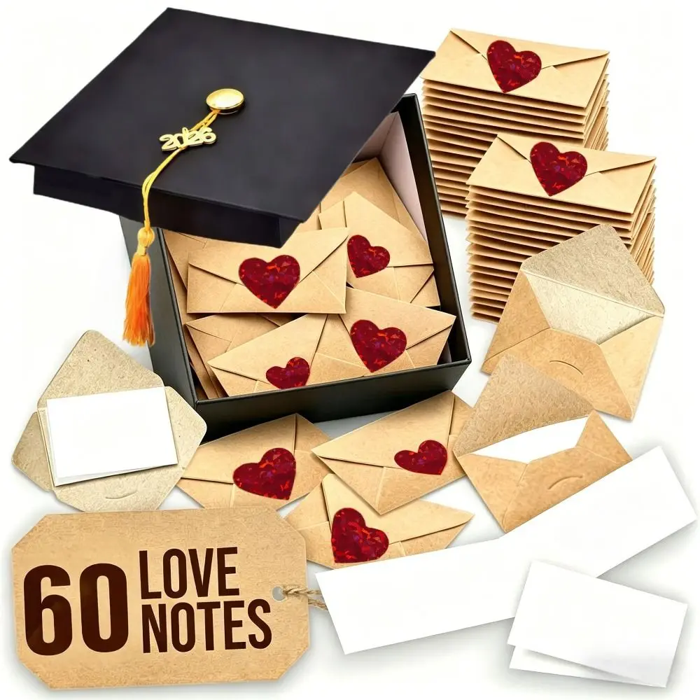 30/60Pcs Pre-Written Cards Love Letters Envelope Set Heart Stickers Elegant Box Love Notes Kit Blank Mini Cards Mini Cards Set