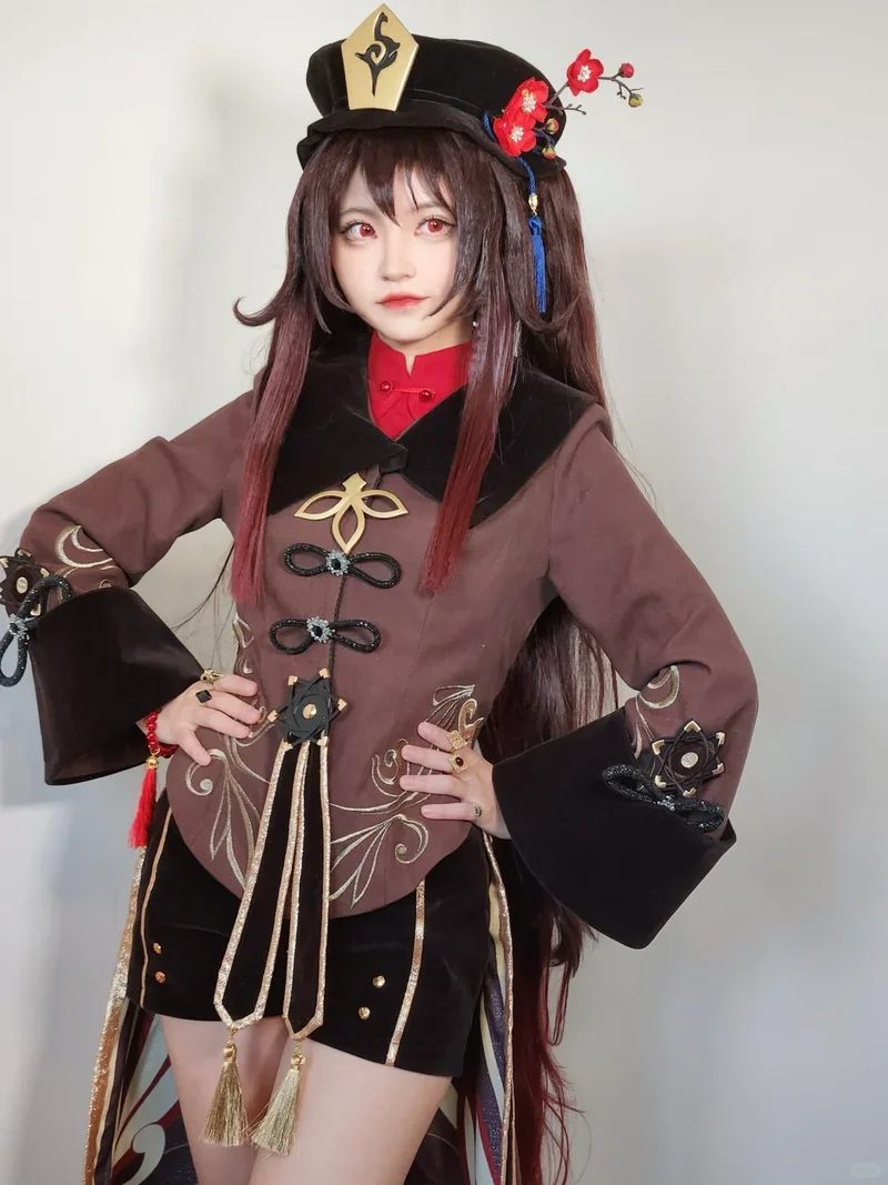 

025 Game CN Coswear Walnut Hu Hall Master Costume Uniform Hanfu Wig Role Playing Anime Game Chinese Halloween Women's Clothing