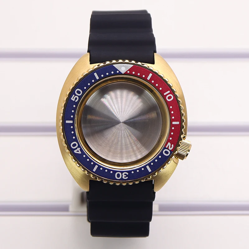 45mm PVD Gold Stahl Uhrengehäuse Saphirglas 100m Wasserdicht für Mod SRPD Turtle Abalone NH35 NH36 NH38 NH34 Uhrwerk 120 Klicks – Detail 3