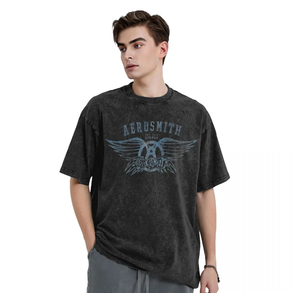 Est.1970 Music Washed T Shirts Streetwear Hip Hop Vintage T-Shirts Aerosmith Tees Tops Men Women Cotton Oversize Printed