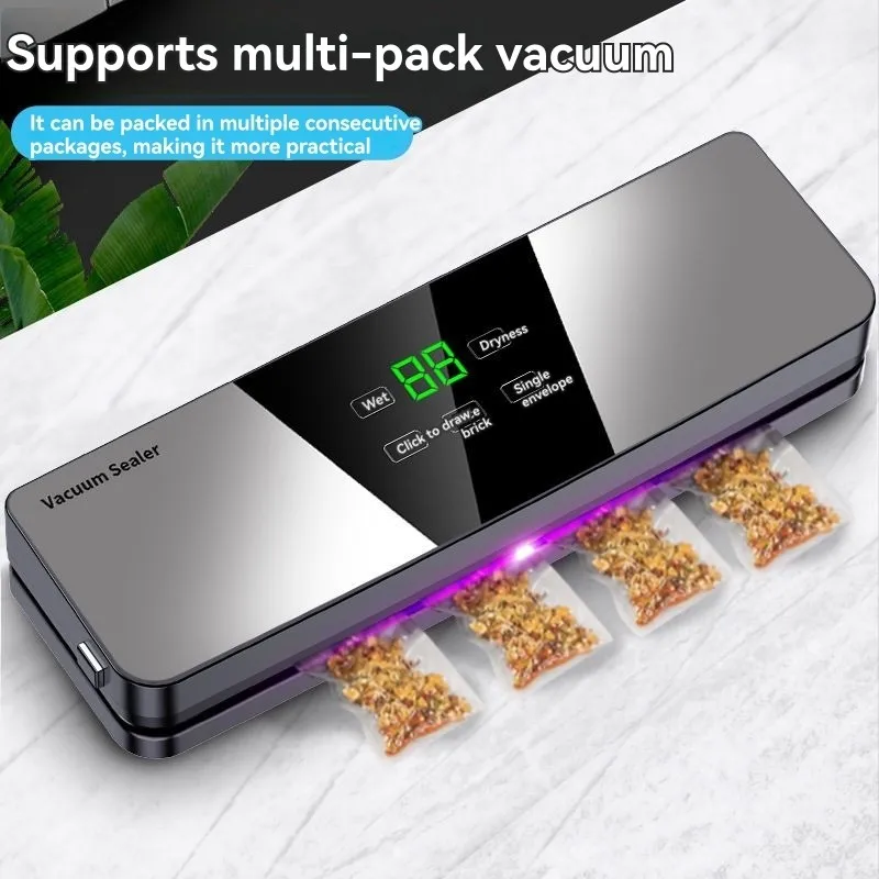 Máquina seladora a vácuo automática ABWM 120W - Sistema multifuncional de preservação de alimentos, plugue americano 110V-220V