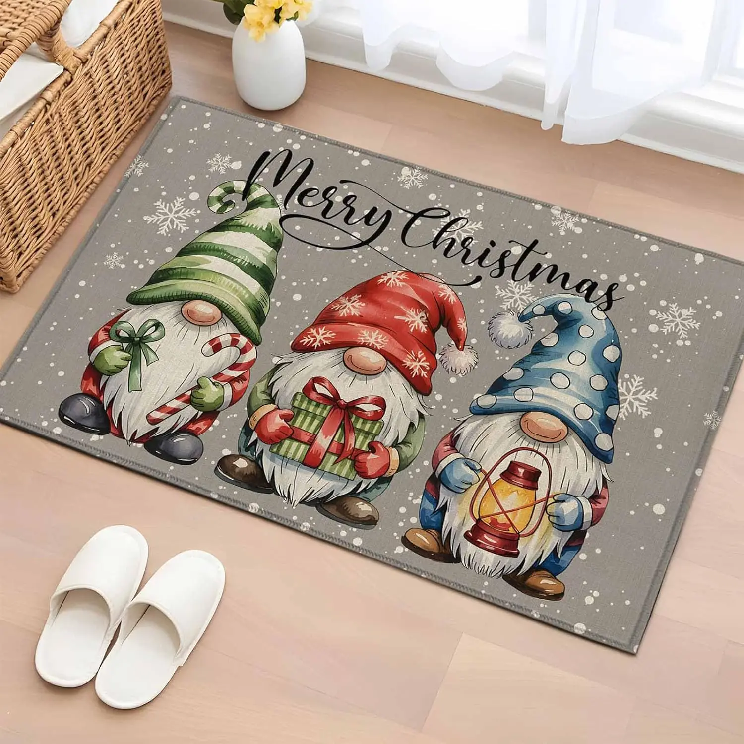 

Зимний карлик VIKAMA, коврик для входной двери для кухни и спальни, противоскользящий приветственный коврик для праздничного украшения дома