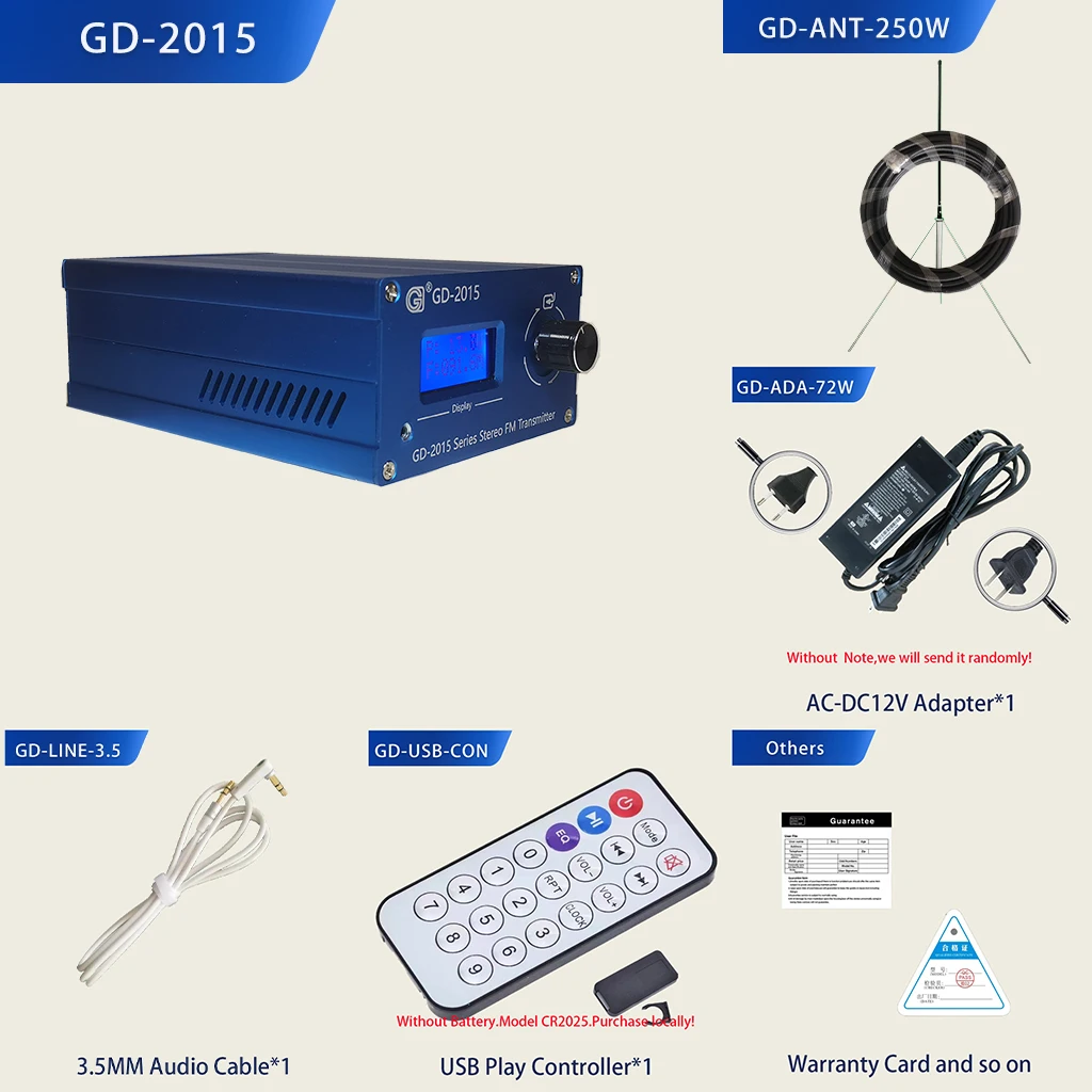 

GD-2015-ALL1 QN8007 FM Transmitter+1/4 wave Antenna FM Radio Station Radio Broadcast Transmitter QN8007 chip 87.5-108Mhz