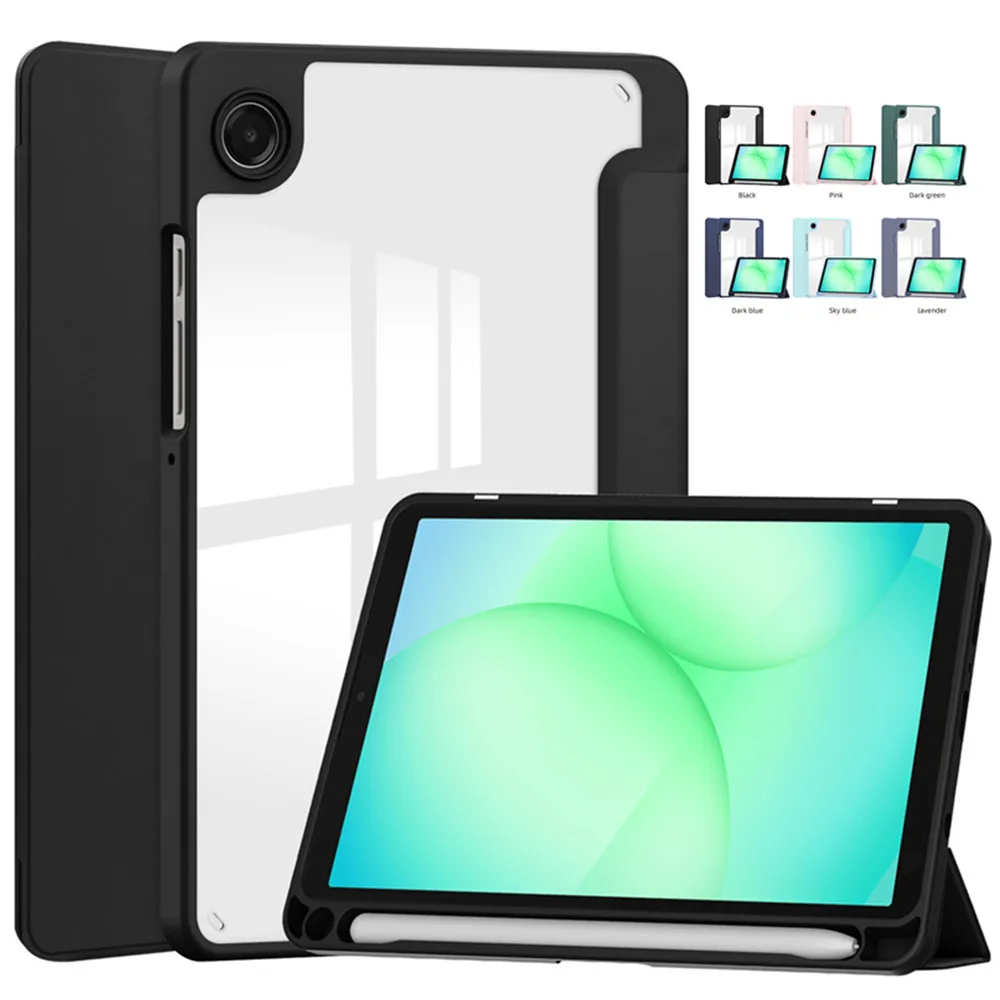 For Samsung Galaxy Tab A11 8.7 inch 2025 Case With Pencil Holder Acrylic Back Stand funda SM-X130 SM-X133 X135N 8.7