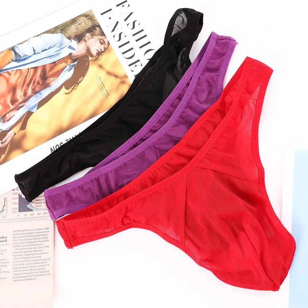 

Men's Low Waist Sexy Network Transparent Ultra-thin Thong