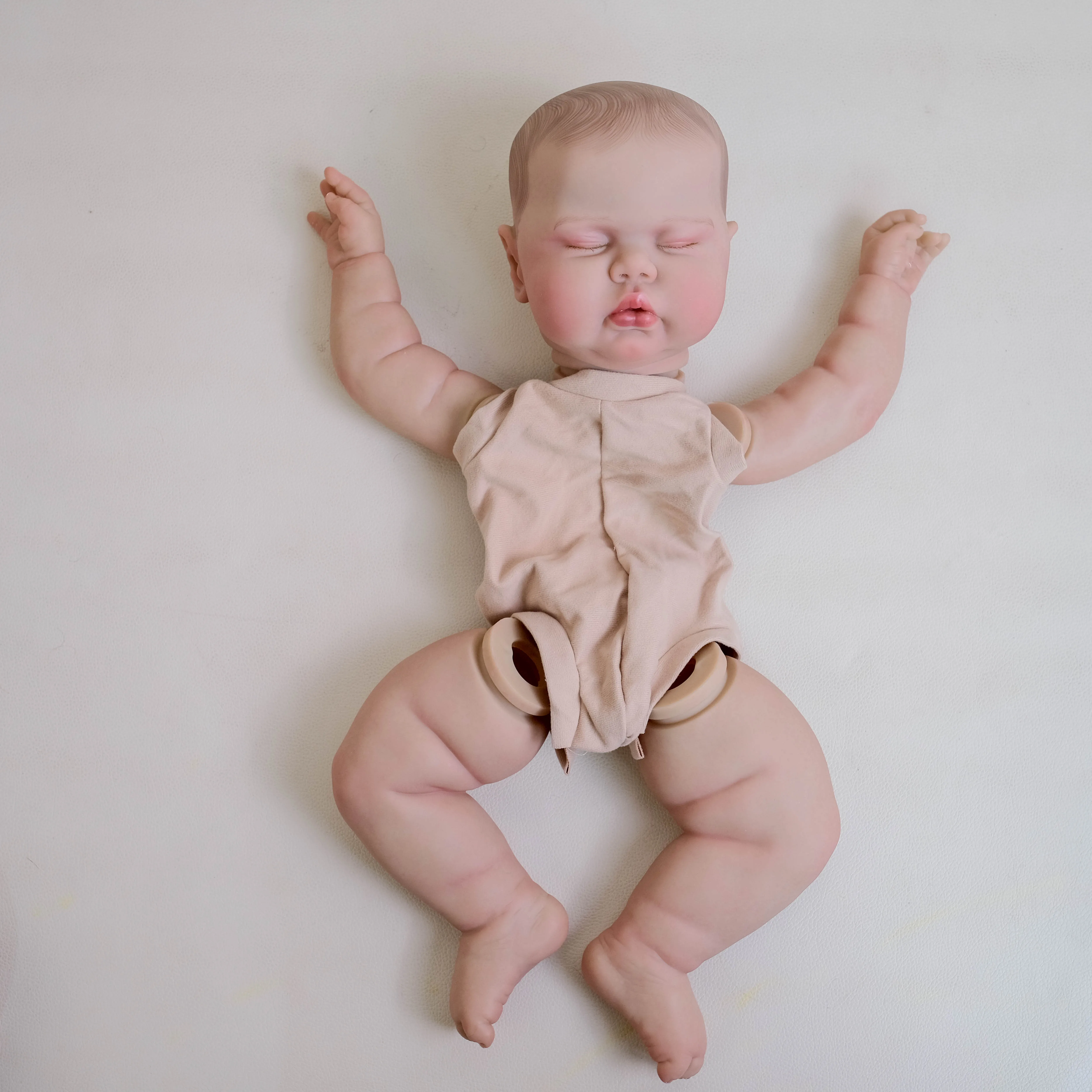 NPK Kit de muñeca pintada con pepinillos durmientes de 19 pulgadas, lindo regalo de cumpleaños y Navidad con pelo rubio, piezas de muñeca terminadas para coleccionistas