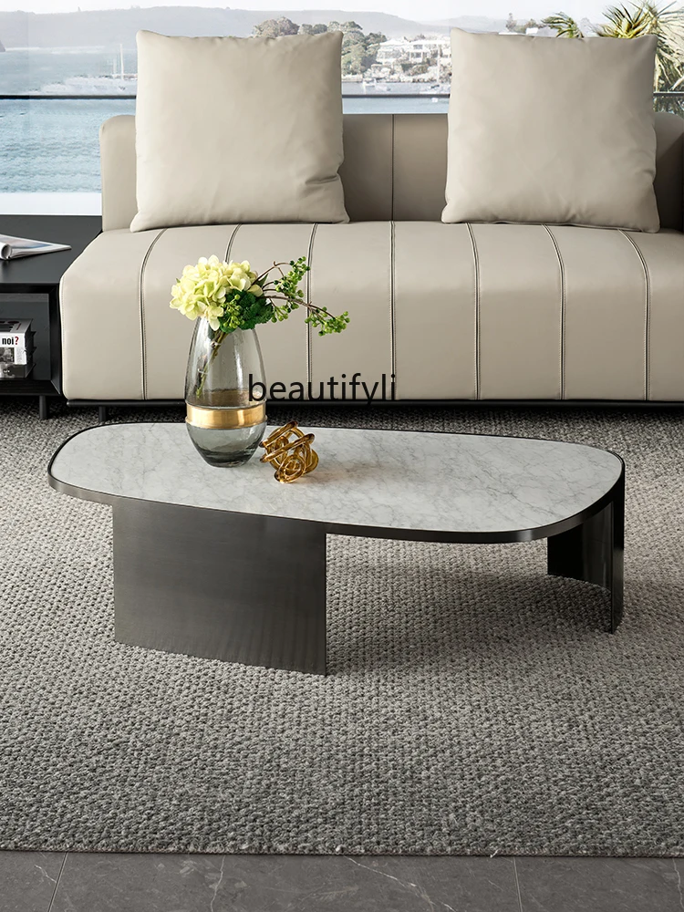 Italian Minimalist Marble Stone Plate Coffee Table Living Room Modern Simple and Light Luxury Nested Tables living room