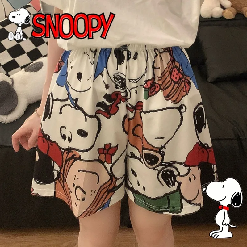 

Kawaii Snoopy Shorts Cartoon Man Woman Summer Graffiti Shorts Y2K Student Fashion Dormitory Thin Pocketless Sleep Pants Gifts