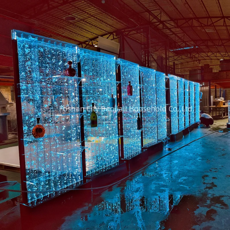 custom.Factory Modern Home Bar Restaurant Furniture Glow LED Acrylic Bubble Wall Panel Bar Display Wine Cabinet view 5