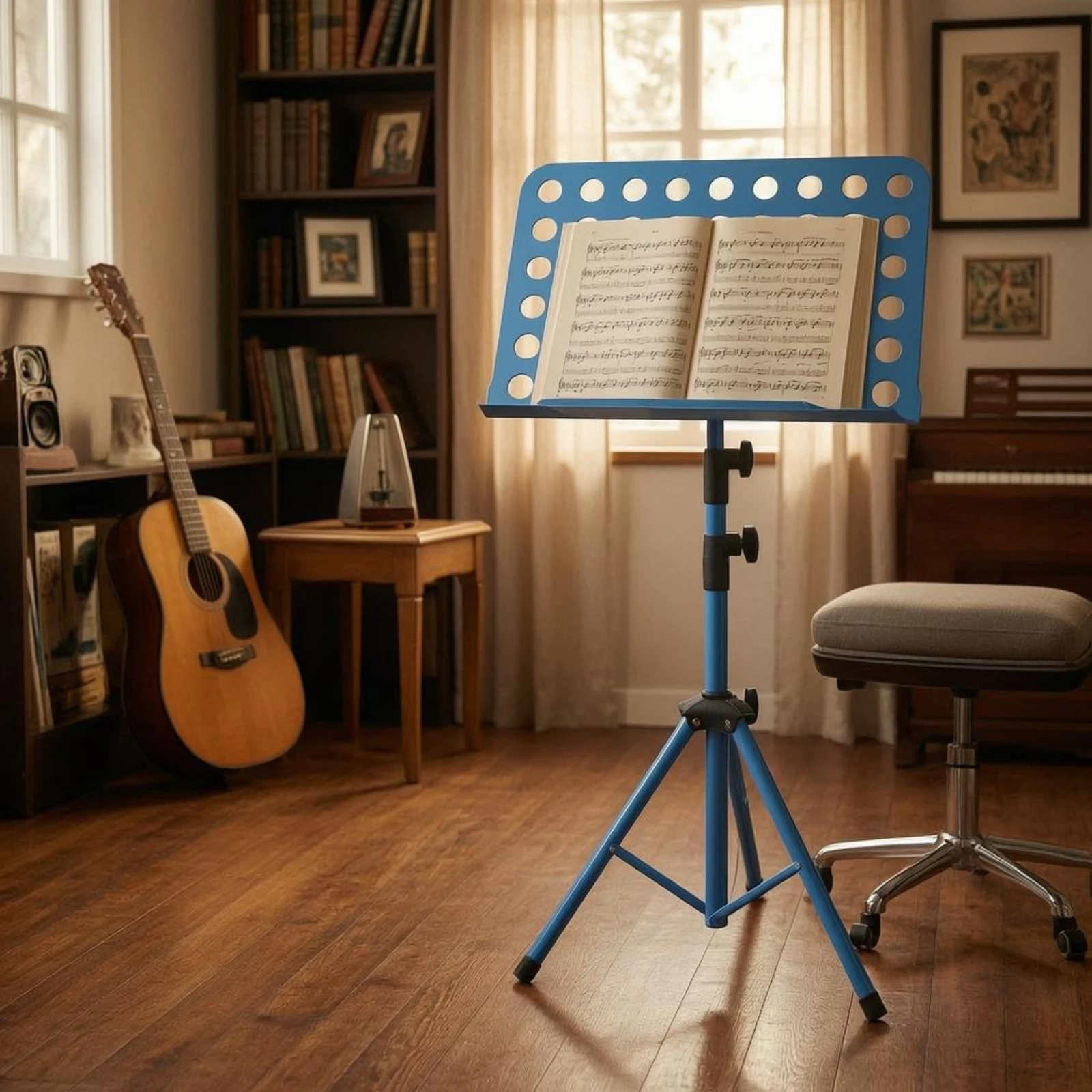 support-de-partitions-pliable-et-reglable-accessoire-pour-instrument-plateau-perfore-sac-de-transport-inclus