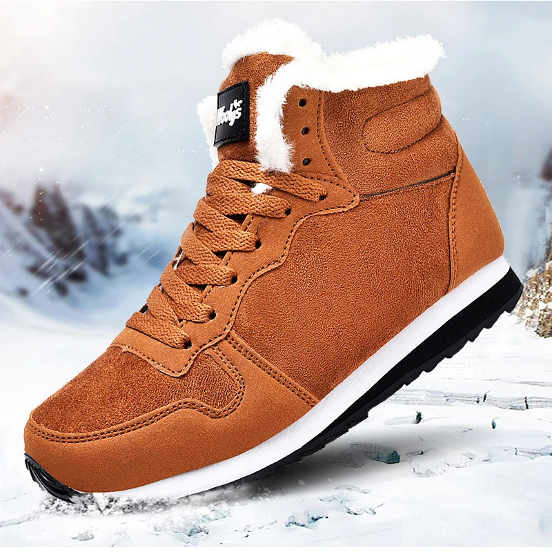 Men Boots Waterproof Winter Boots Men Lightweight Hight Top Plus 48 No Slip Warm Snow Boots Plush Women Footwear Leather Shoes