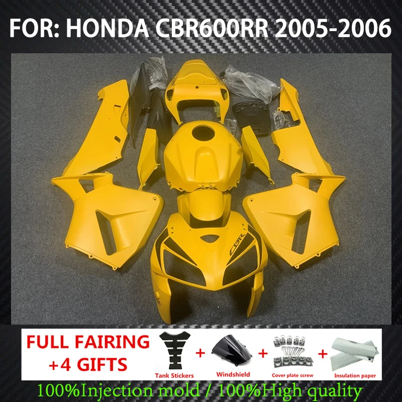 

4Gifts New ABS Motorcycle Whole Fairings Kit Fit For HONDA CBR600RR CBR600 RR F5 2005 2006 05 06 Bodywork Set Yellow