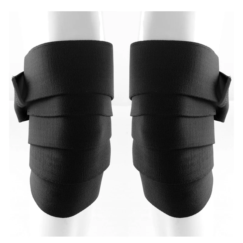 Stiff Wrist Strap&Weightlifting Knee Wrap 2.5 Meters without magic tape,one suit,Red Black Color Knee Straps for Weightlifting