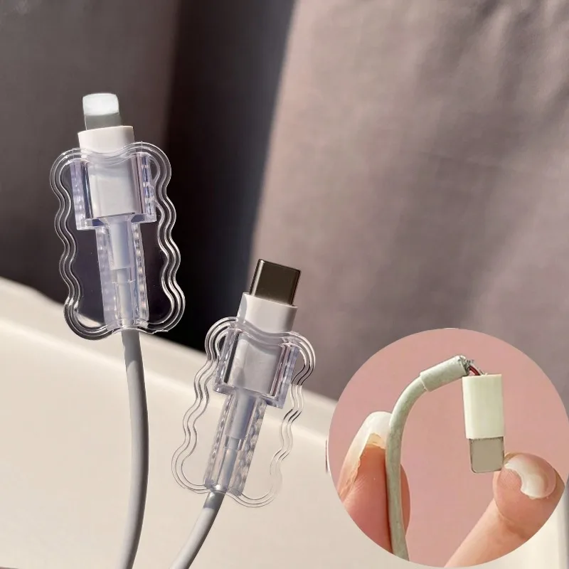 Charging Cable Bite Protector Wavy Design 10Pcs Cord Protection Sleeve for IPhone Android Universal Data Line Anti Damage Tool