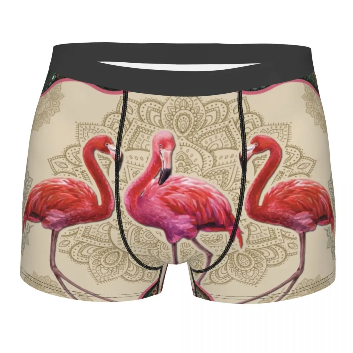 Custom Fashion Flamingo Vintage Mandala Boxers Shorts Underpants Men's Breathbale Briefs Underwear
