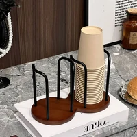 Support de rangement de gobelets jetables, étagère d'eau, tasses de thé, distributeur en bois avec bâton plus long, présentoir de tasse, fournitures d'organisation 5