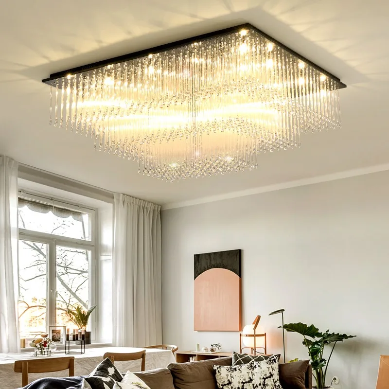 Black Warrior LED Home Deco Crystal Glass Rods Lamparas De Techo Ceiling Lights.Ceiling Light.Ceiling Lamp For Living Room