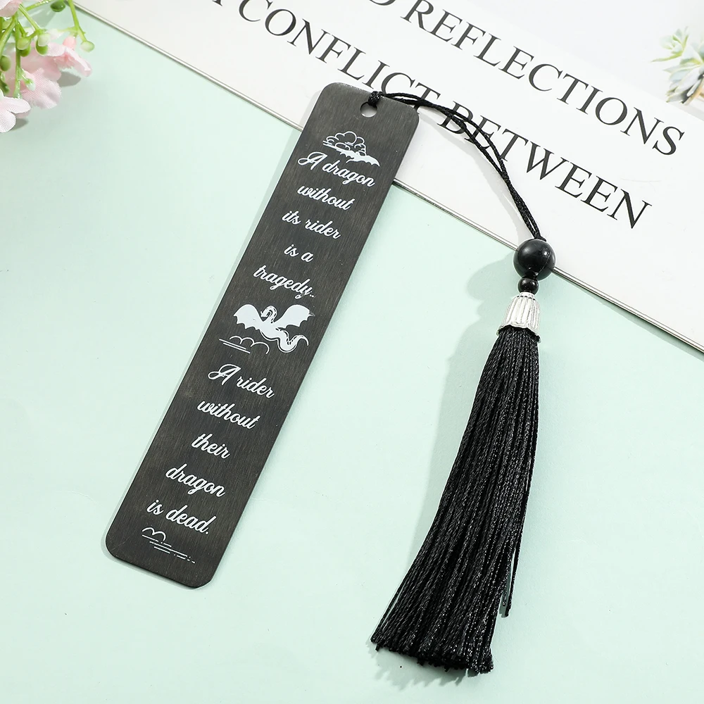 1pcs Black Stainless Steel Bookmark, Flying Dragon Bookmark, Page Marker for Fiction Fans, Holiday Gift for Friends, Family