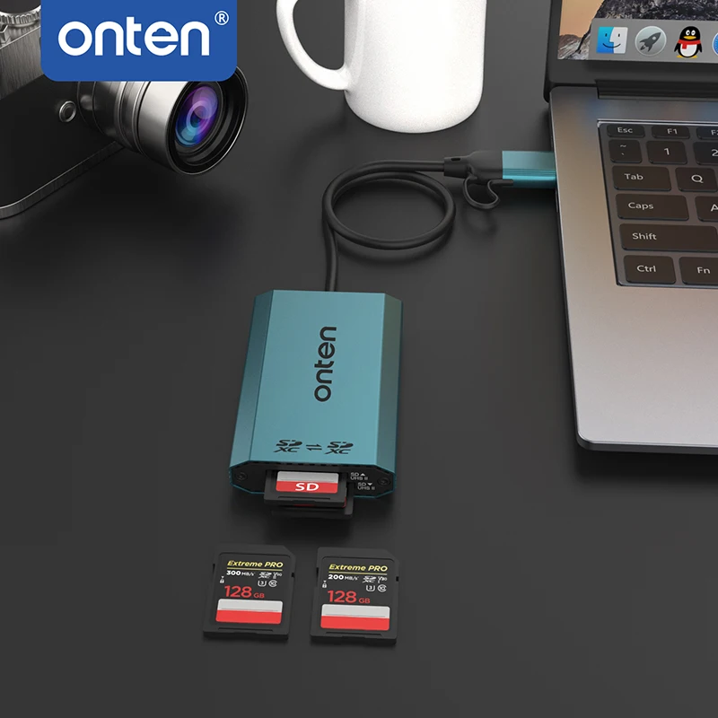 OTN-P5 Leitor de cartão, USB C e USB A, 5G HUB, USB 3.2 Gen 1, 5Gbps, SDXC, SDXC, 2 em 2