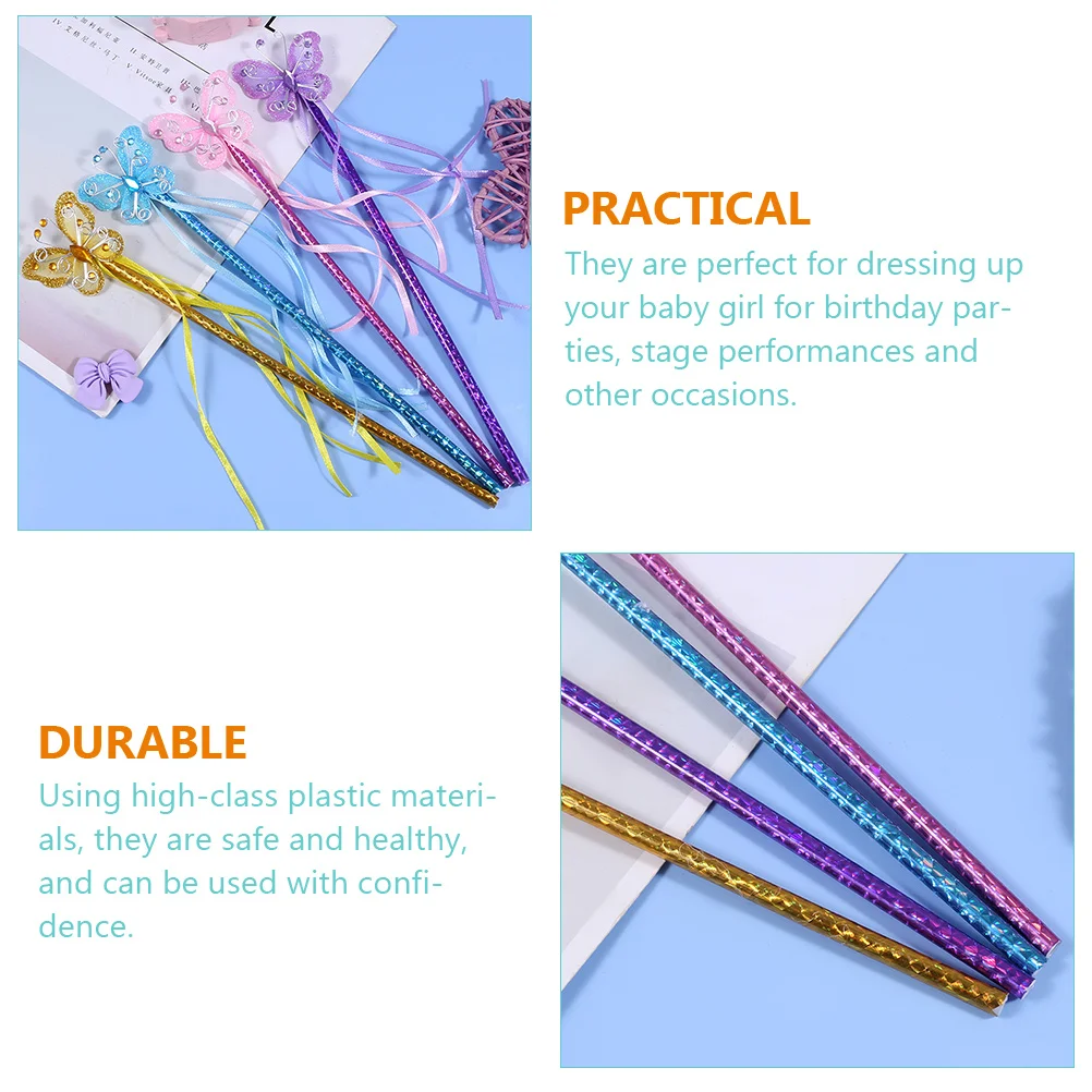 

8 шт. сказочная палочка, нежные палочки-бабочки для девочек, день рождения, вечеринка, сценическое представление, золотой, фиолетовый, пластик