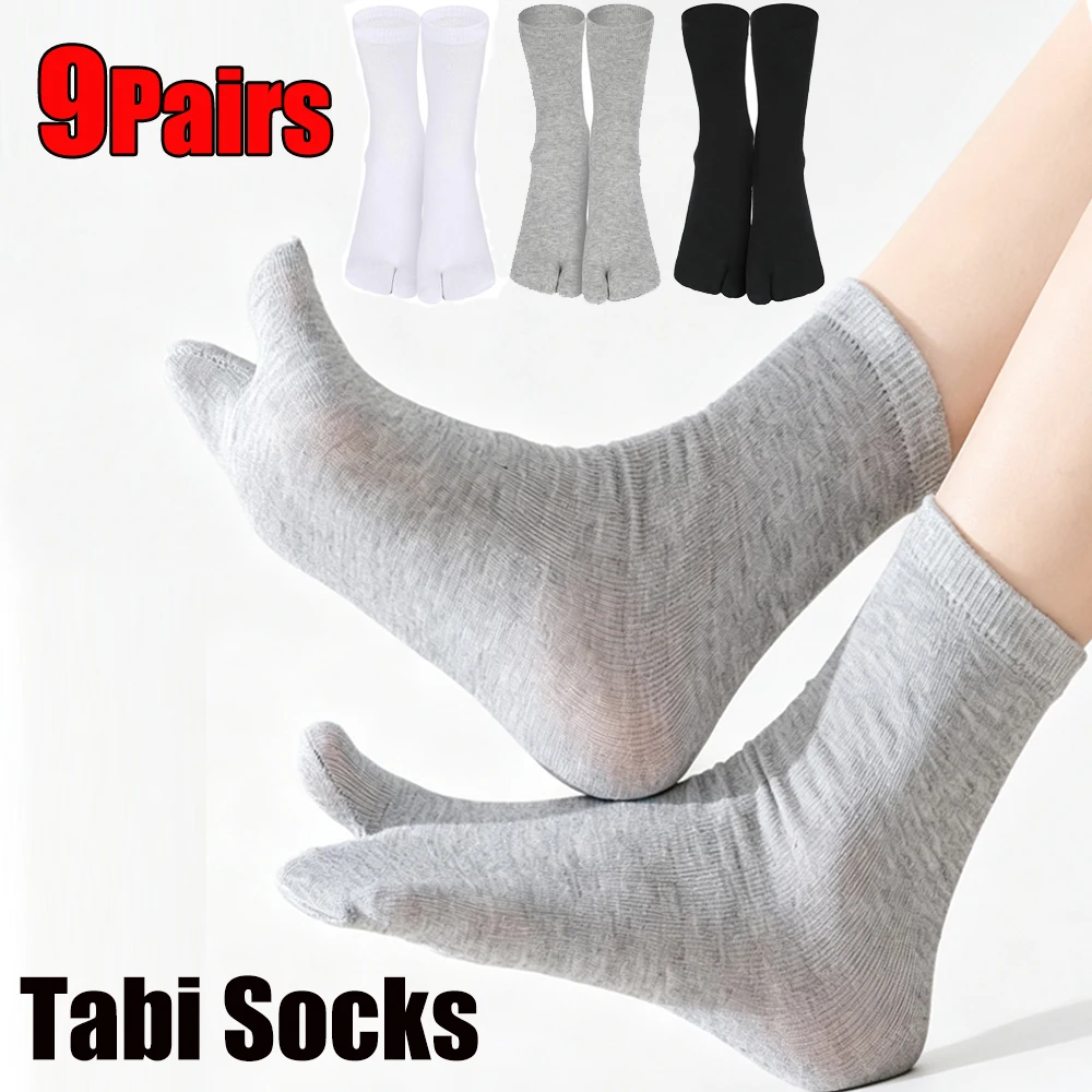 Tabi Socks Cotton Women Men Fashion Japanese Style Fiber Two Finger Socks Solid Kimono Flip Flop Sandal Split Tabi Two Toe Socks