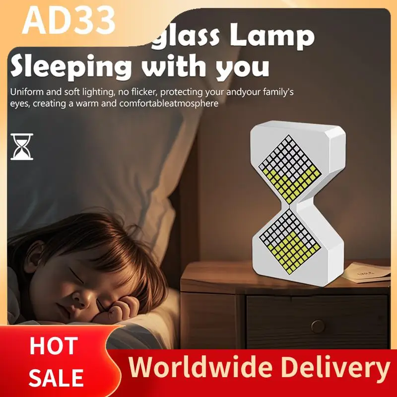 Top Deals Digital Electronic Hourglass Night Light Adjustable Gravity Hourglass Timer For Room White