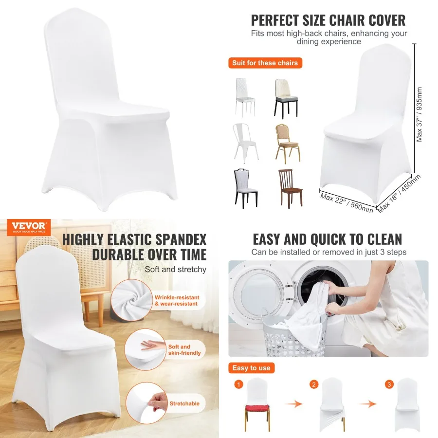 

VEVOR Strh Spandex Folding Chair Covers Universal Fitted Chair Cover Removable Washable Protective Slipcovers for Wedding Holid