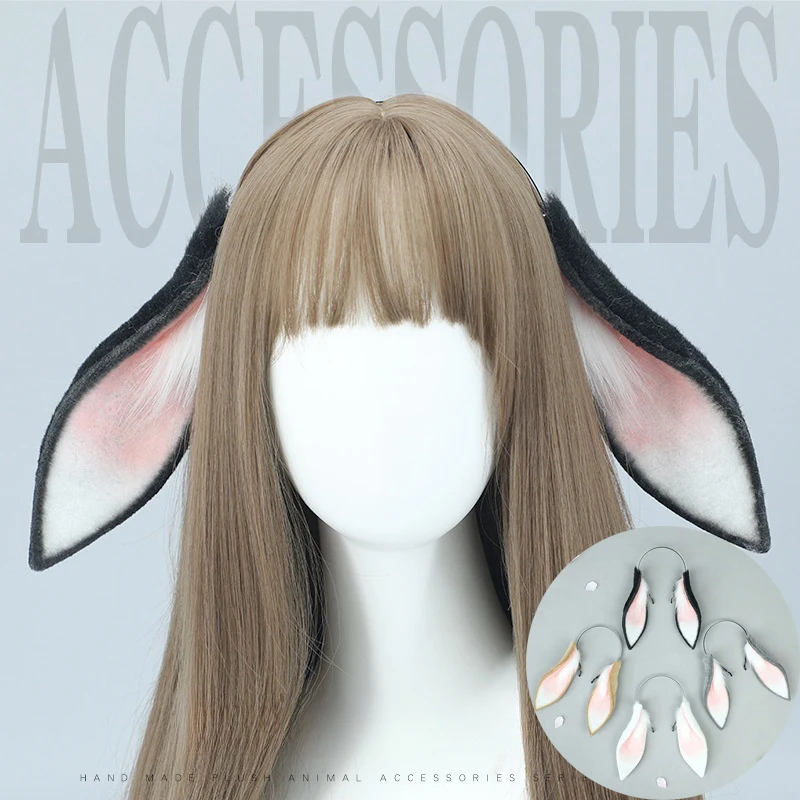 Plush Bunny Hare Ears Hairbands Loppy Eared Rabbit Hair Hoop Cute Sweet Girls Women Cosplay Accessories Fursuit Masquerade Props