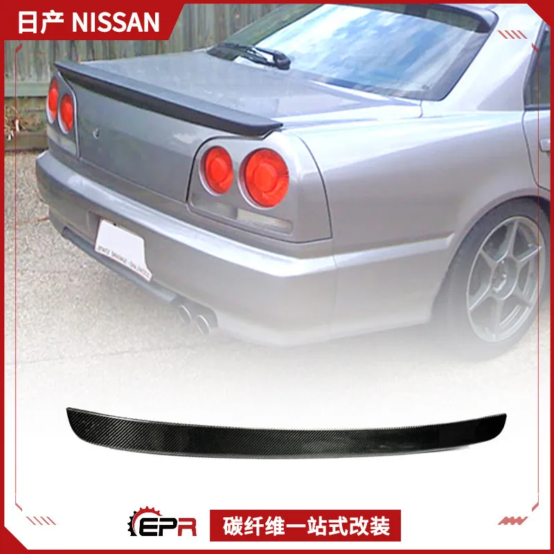 

Подходит для модификации Nissan Skyline R34 GTR, маленький хвост из углеродного волокна, 4-дверное фиксированное ветровое крыло Origin.