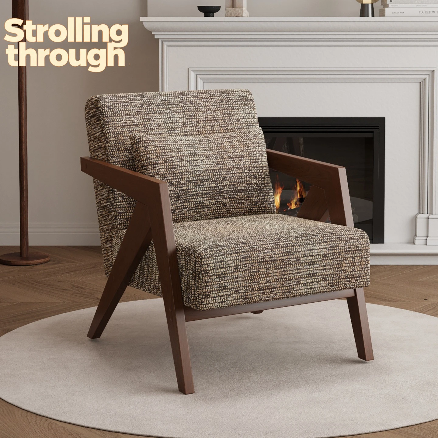 

Medieval single sofa chair French retro living room balcony casual solid wood chair home armchair