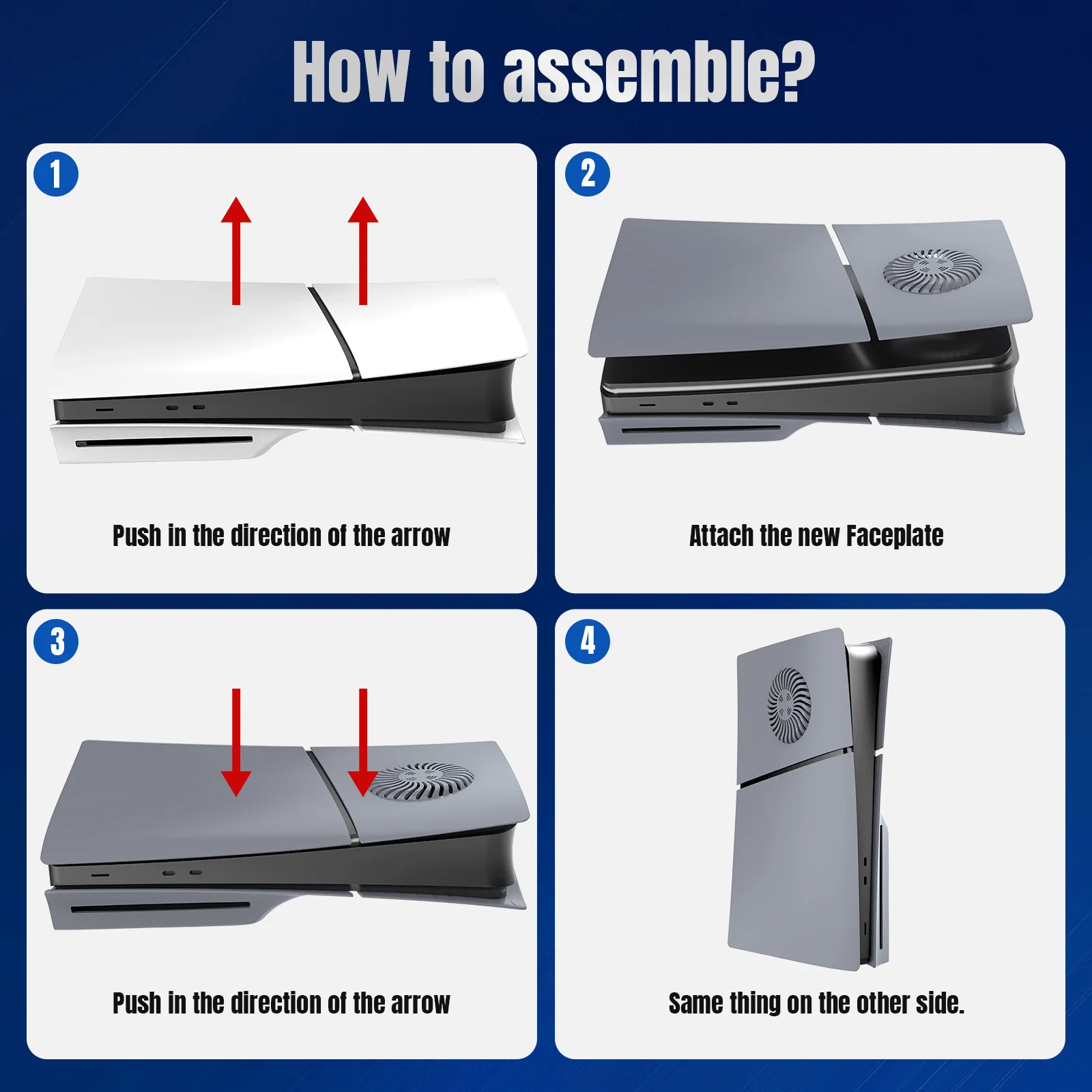 Grey Color 30th Anniversary Faceplate with Cooling Vent for PS5 Slim Hard Plastic Side Panels Replacement Cover for Playstation5