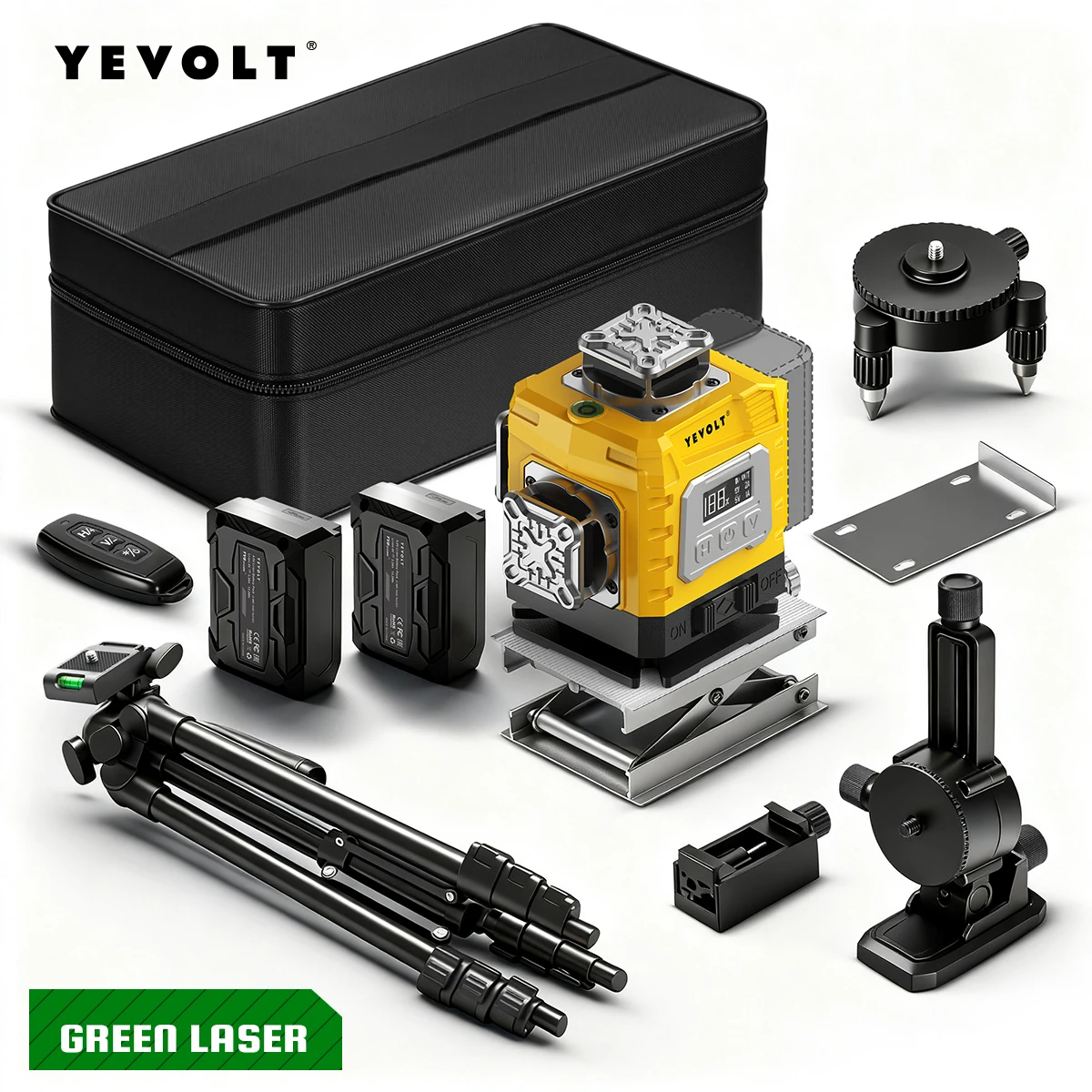 

YEVOLT Laser Level 360 Self Leveling with Tripod 4D Lazer Level 4x360° Cross Line Laser for Construction Project Renovation Tool