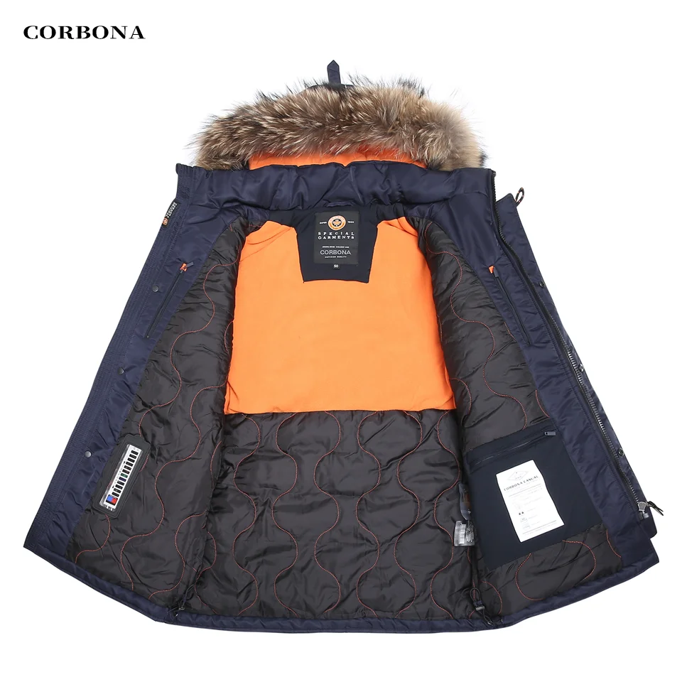 CORBONA-Parka de algodão grosso masculina, casaco com gola de pele real, jaquetas de negócios multifuncionais, moda casual, novo, inverno, 2024