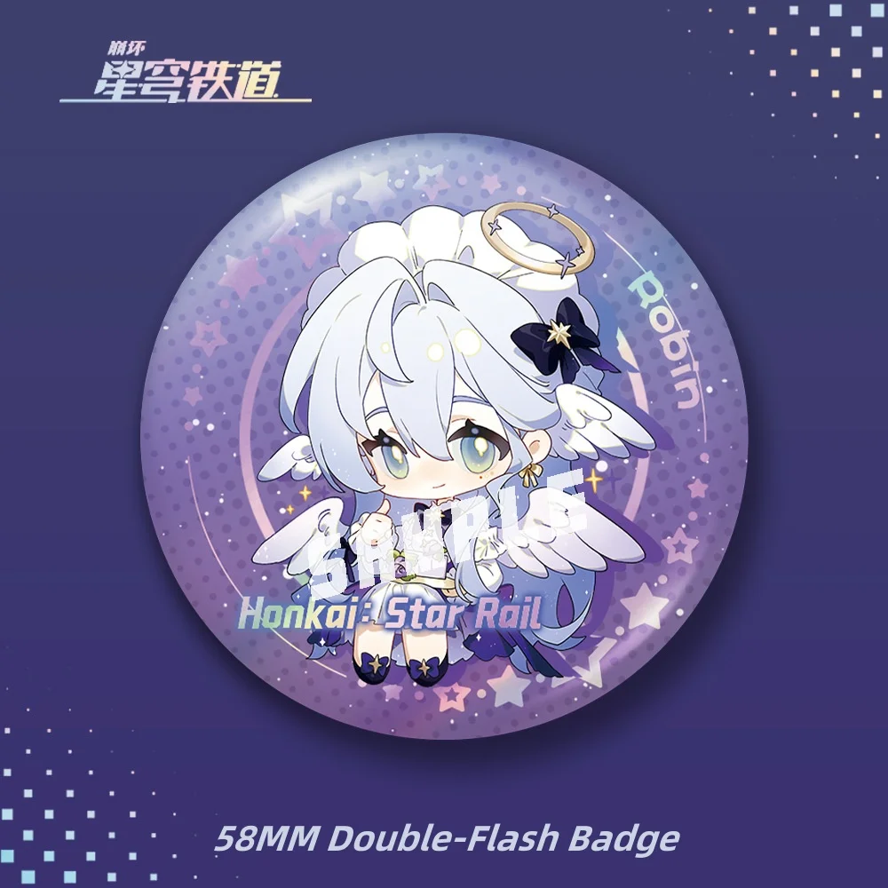 

New Honkai: Star Rail Laser Badge Sunday Aventurine Firefly Cute Baby Cartoon Anime Pin Double-Flash Brooch Cosplay Game Gift