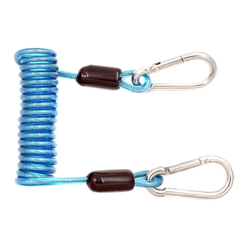 Coiled Cable Diving Lanyard with Snap Hook Underwater Safety Line Made of PU